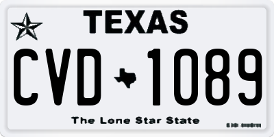 TX license plate CVD1089