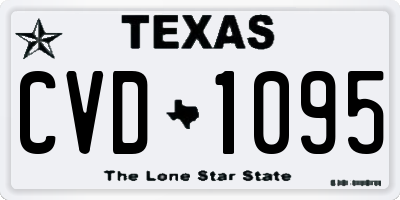 TX license plate CVD1095