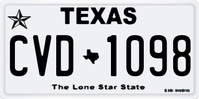 TX license plate CVD1098