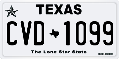TX license plate CVD1099
