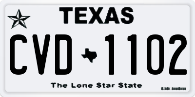 TX license plate CVD1102