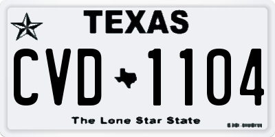 TX license plate CVD1104