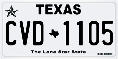 TX license plate CVD1105