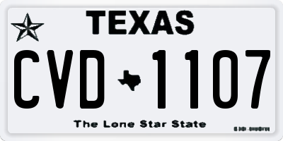 TX license plate CVD1107