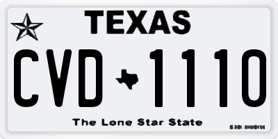 TX license plate CVD1110