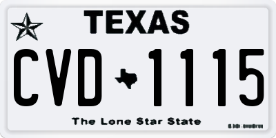 TX license plate CVD1115