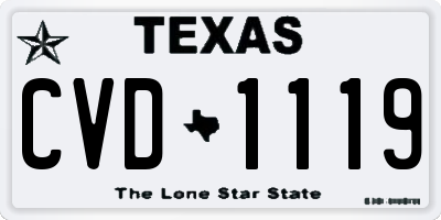 TX license plate CVD1119