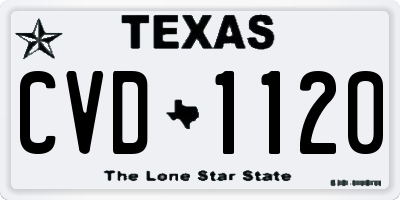 TX license plate CVD1120