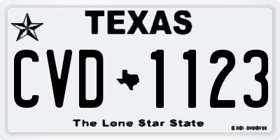 TX license plate CVD1123