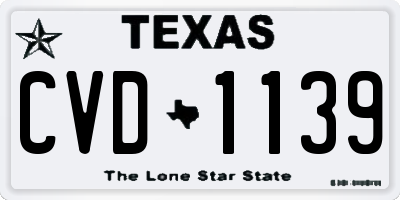TX license plate CVD1139