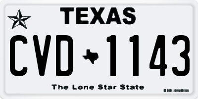 TX license plate CVD1143
