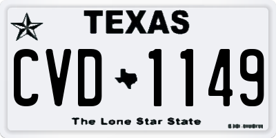TX license plate CVD1149