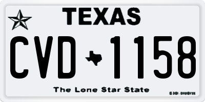 TX license plate CVD1158