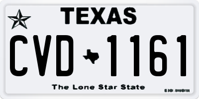 TX license plate CVD1161