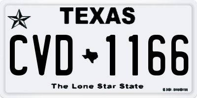 TX license plate CVD1166