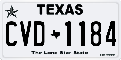 TX license plate CVD1184