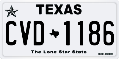 TX license plate CVD1186