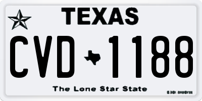 TX license plate CVD1188