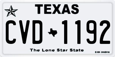 TX license plate CVD1192