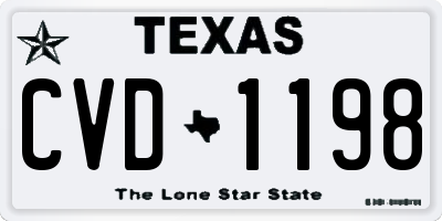 TX license plate CVD1198