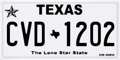 TX license plate CVD1202