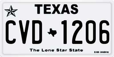 TX license plate CVD1206