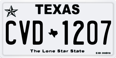 TX license plate CVD1207