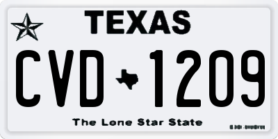 TX license plate CVD1209