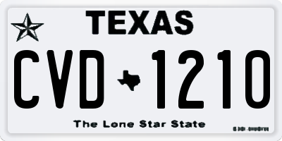 TX license plate CVD1210