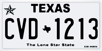 TX license plate CVD1213