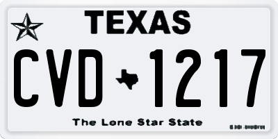 TX license plate CVD1217