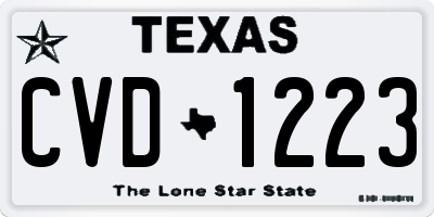 TX license plate CVD1223