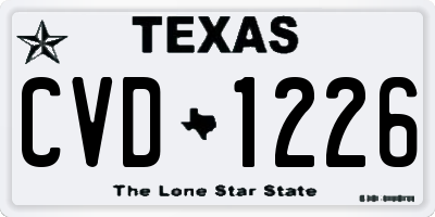 TX license plate CVD1226