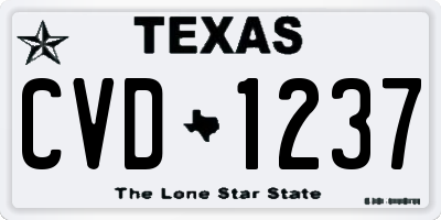 TX license plate CVD1237