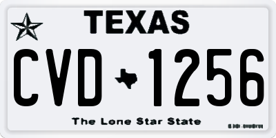 TX license plate CVD1256