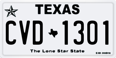 TX license plate CVD1301
