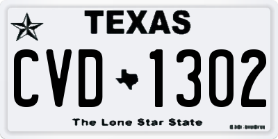 TX license plate CVD1302
