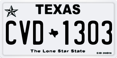 TX license plate CVD1303