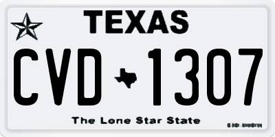 TX license plate CVD1307