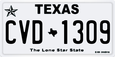 TX license plate CVD1309