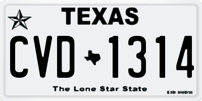 TX license plate CVD1314