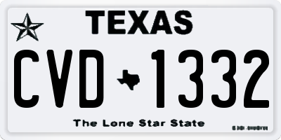 TX license plate CVD1332