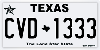 TX license plate CVD1333