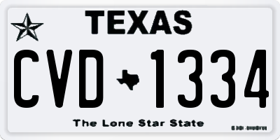TX license plate CVD1334