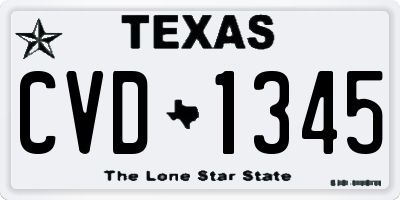 TX license plate CVD1345