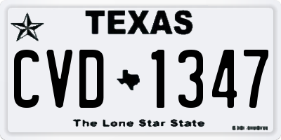TX license plate CVD1347