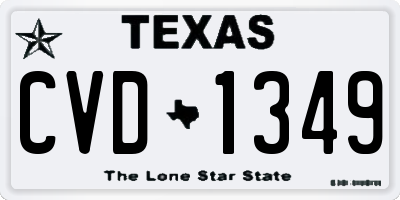 TX license plate CVD1349