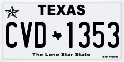 TX license plate CVD1353