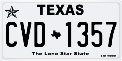 TX license plate CVD1357