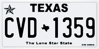 TX license plate CVD1359